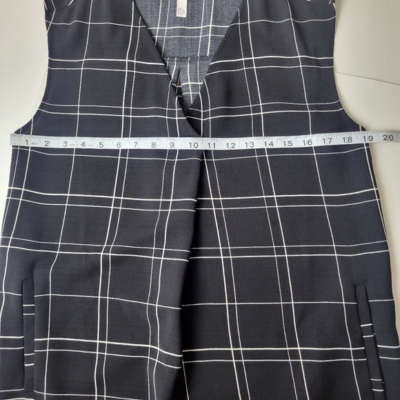 Leith Everyday Shift Dress Window Pane Plaid Pockets Sleeveless Black White S - Picture 8 of 10